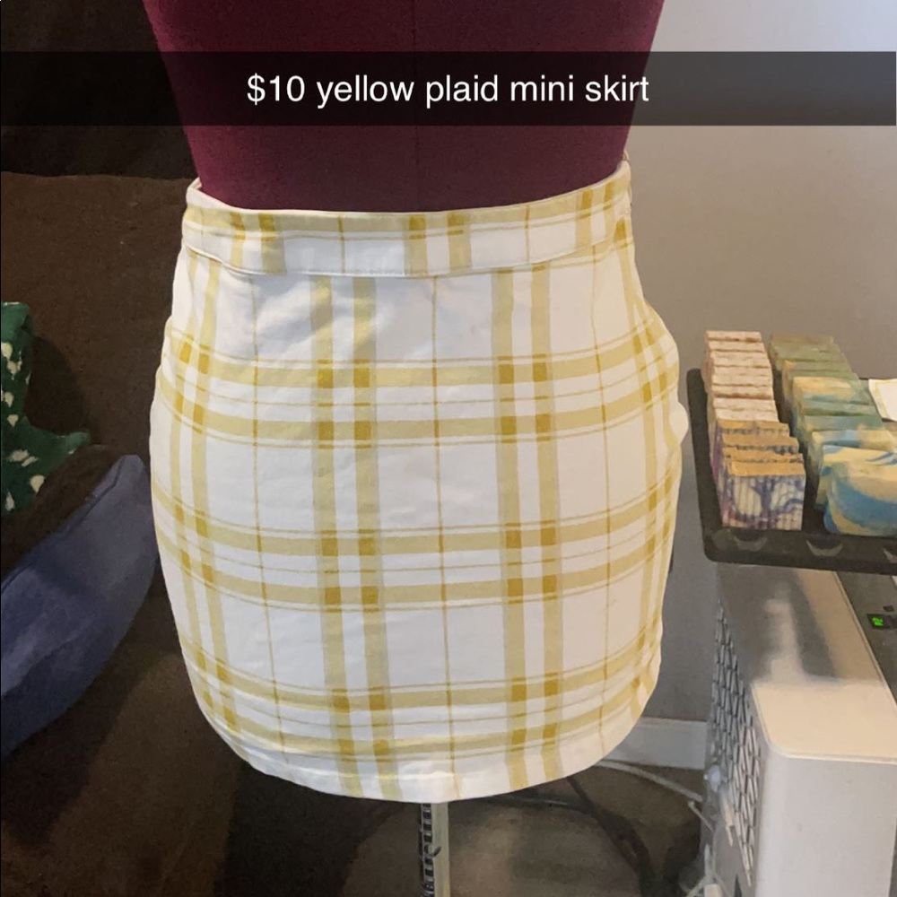Yellow Plaid Mini Skirt